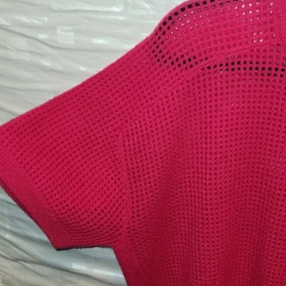 NO NAME pink open-knit cashmere short sleeve dropped shoulder sweater L - Picture 4 of 8